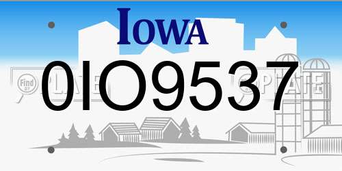 0IO9537 Iowa License Plate
