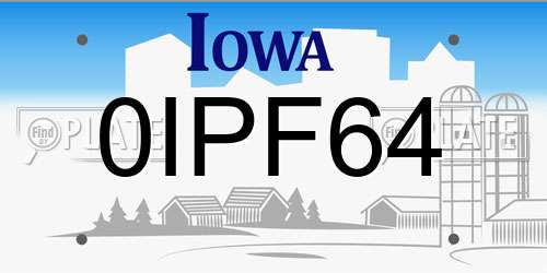 0IPF64 Iowa License Plate