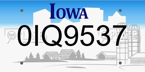 0IQ9537 Iowa License Plate