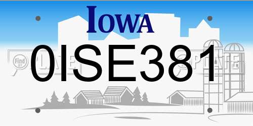 0ISE381 Iowa License Plate