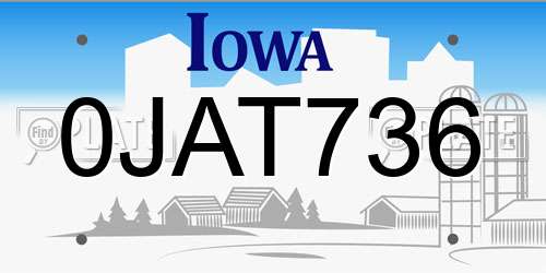 0JAT736 Iowa License Plate
