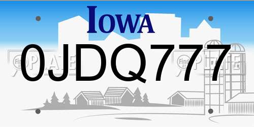 0JDQ777 Iowa License Plate
