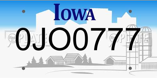 0JO0777 Iowa License Plate