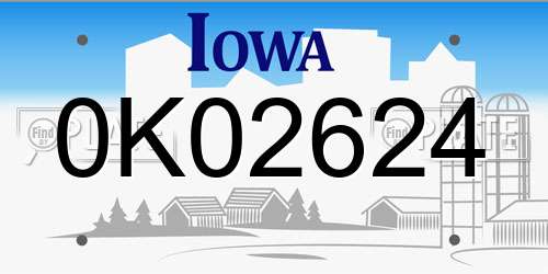 0K02624 Iowa License Plate