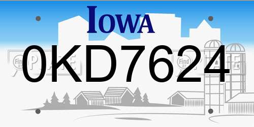0KD7624 Iowa License Plate