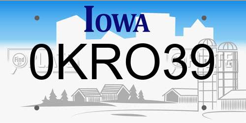 0KRO39 Iowa License Plate