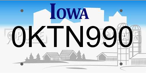 0KTN990 Iowa License Plate