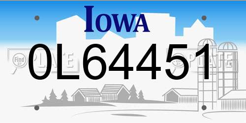 0L64451 Iowa License Plate