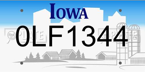 0LF1344 Iowa License Plate