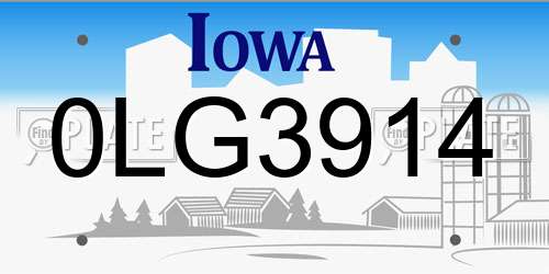 0LG3914 Iowa License Plate