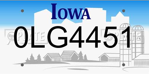 0LG4451 Iowa License Plate