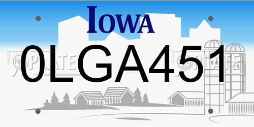 0LGA451 Iowa License Plate