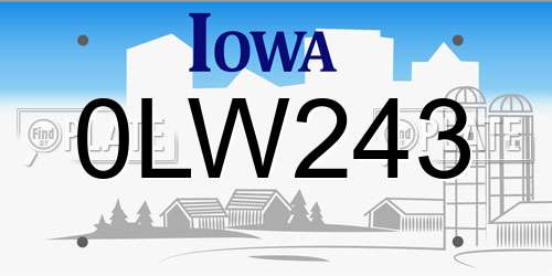 0LW243 Iowa License Plate