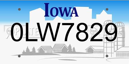 0LW7829 Iowa License Plate