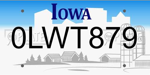 0LWT879 Iowa License Plate
