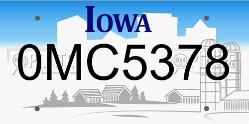 0MC5378 Iowa License Plate