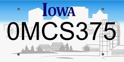 0MCS375 Iowa License Plate