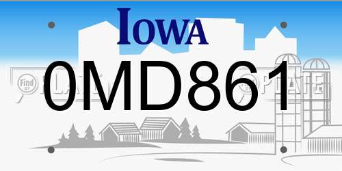 0MD861 Iowa License Plate