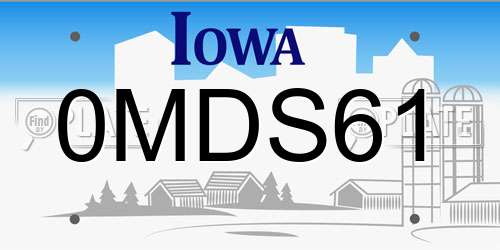 0MDS61 Iowa License Plate