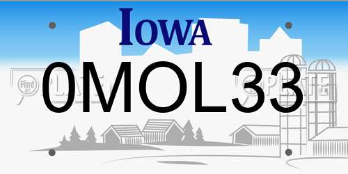 0MOL33 Iowa License Plate