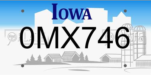 0MX746 Iowa License Plate