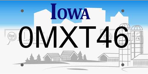 0MXT46 Iowa License Plate