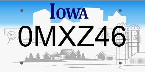 0MXZ46 Iowa License Plate