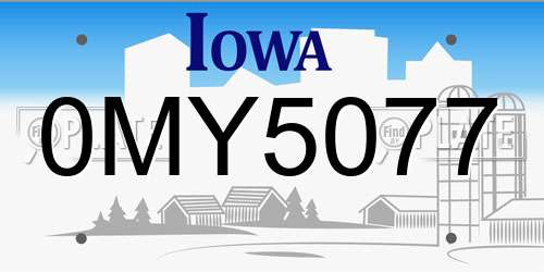 0MY5077 Iowa License Plate