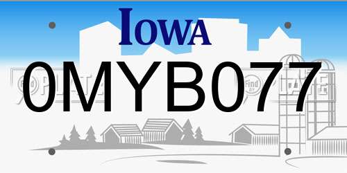 0MYB077 Iowa License Plate