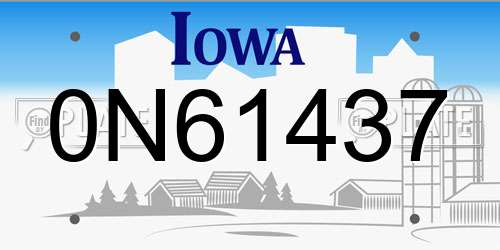 0N61437 Iowa License Plate
