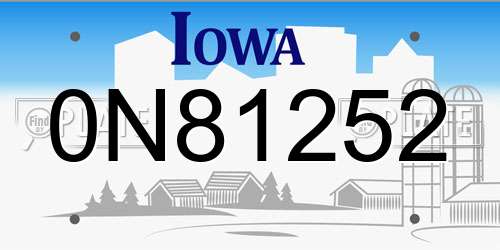 0N81252 Iowa License Plate