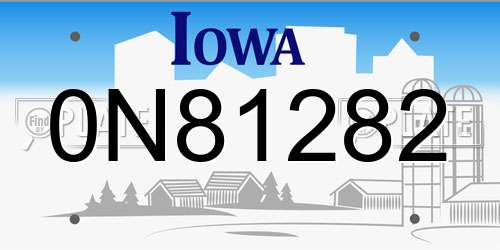 0N81282 Iowa License Plate