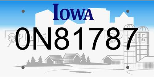 0N81787 Iowa License Plate