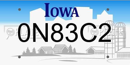 0N83C2 Iowa License Plate