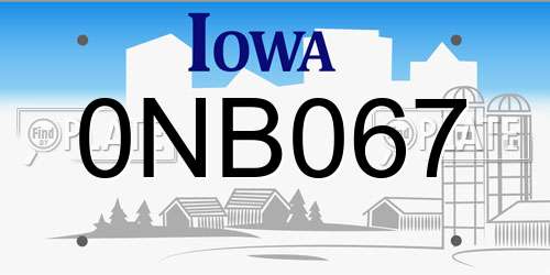 0NB067 Iowa License Plate