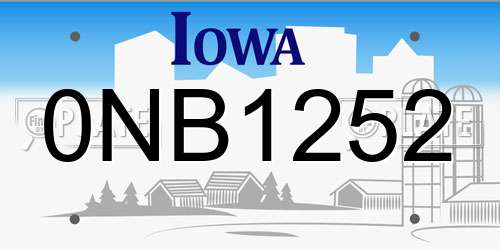 0NB1252 Iowa License Plate