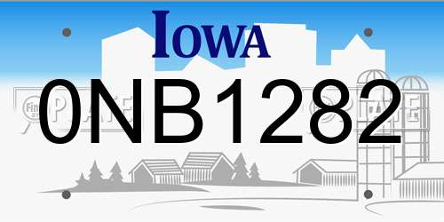 0NB1282 Iowa License Plate