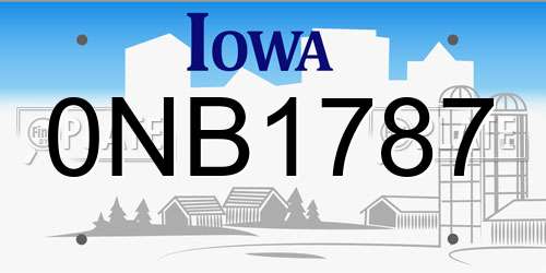 0NB1787 Iowa License Plate