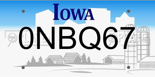 0NBQ67 Iowa License Plate