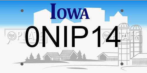 0NIP14 Iowa License Plate