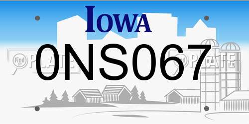0NS067 Iowa License Plate