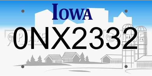0NX2332 Iowa License Plate