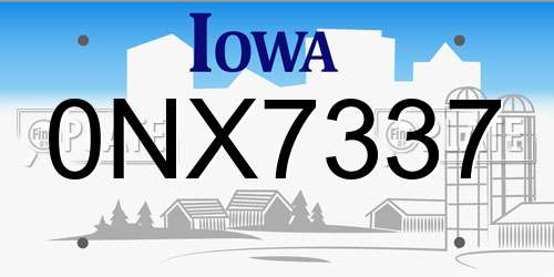 0NX7337 Iowa License Plate