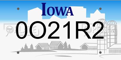 0O21R2 Iowa License Plate