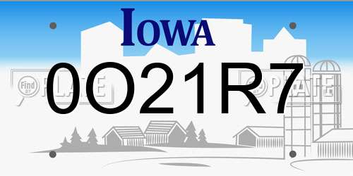 0O21R7 Iowa License Plate