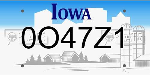 0O47Z1 Iowa License Plate