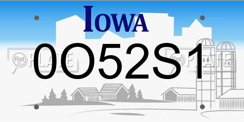 0O52S1 Iowa License Plate