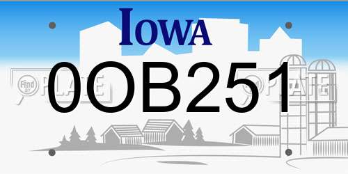 0OB251 Iowa License Plate
