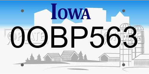 0OBP563 Iowa License Plate