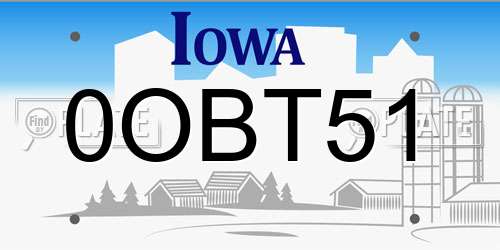 0OBT51 Iowa License Plate